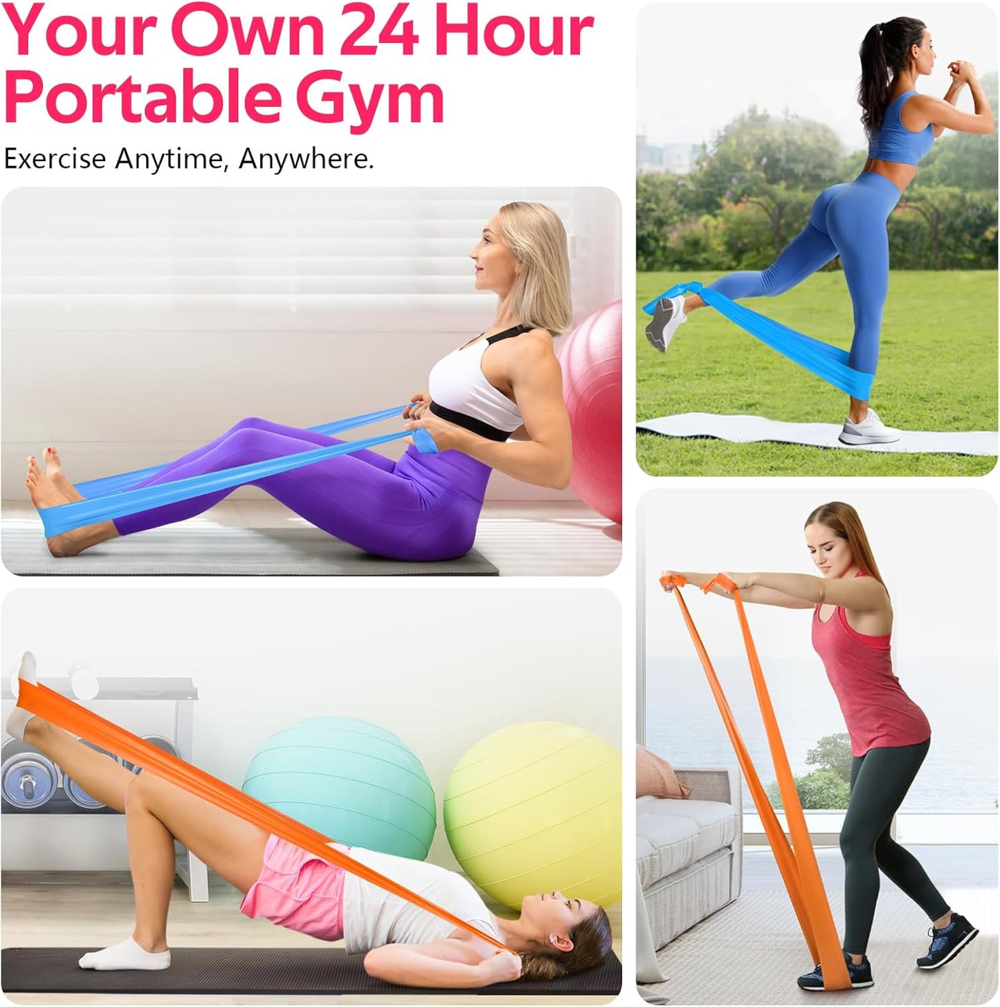 Professional Resistance Bands Set for Strength Training, Physical Therapy, Rehabilitation, Pilates, and Yoga