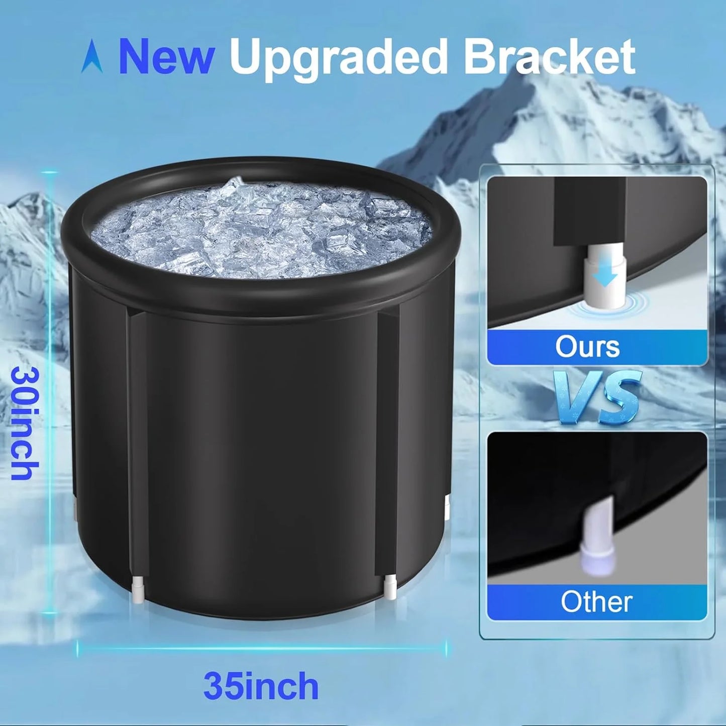 Ice Bath Tub for Athletes, Portable Ice Bath at Home, Inflatable Cold Plunge Tub for Adults, Large Ice Bathtub Outdoor, Cold Bath with Cover