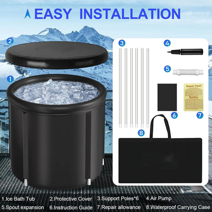 Ice Bath Tub for Athletes, Portable Ice Bath at Home, Inflatable Cold Plunge Tub for Adults, Large Ice Bathtub Outdoor, Cold Bath with Cover
