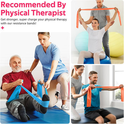 Professional Resistance Bands Set for Strength Training, Physical Therapy, Rehabilitation, Pilates, and Yoga